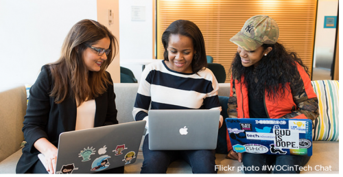 Flickr photo #WOCinTech Chat (three women working together on their laptops)