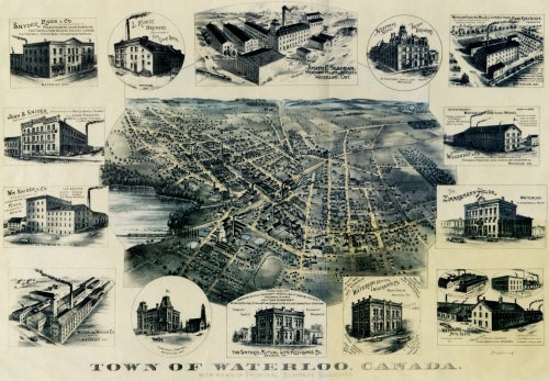 Illustrated map of Waterloo in 1891