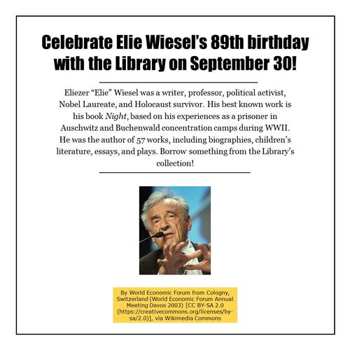 Elie Weisel birthday poster