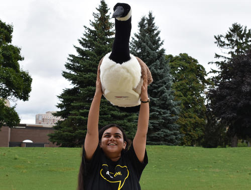 woman with goose