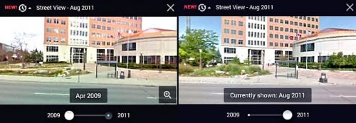 Street View time slider, 2009-2011