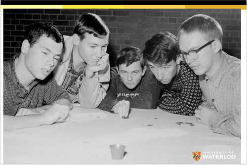 1960s students playing tiddlywinks