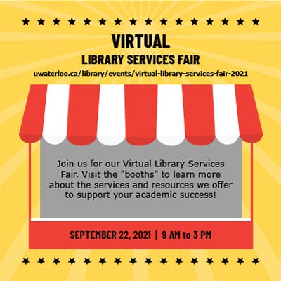 Virtual Library Services Fair, September 22, 2021, 9 AM to 3 PM