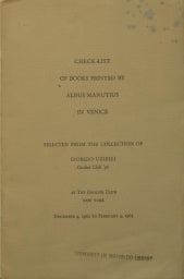 Manutius checklist cover.