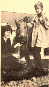 Barbara McEwan and Pat Lewis with boar.