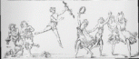 Line drawing of dancers