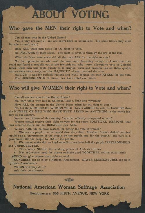 National American Woman Suffrage Association handbill