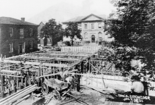 YMCA building under construction, 1921