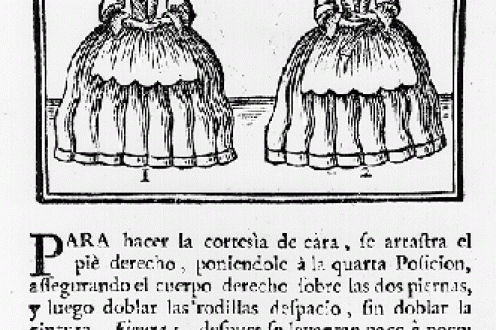 Two female figures with italian text.