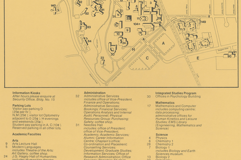 A map of campus in 1975