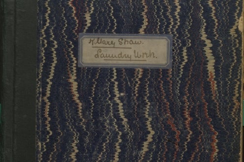 Front cover with Mary Shaw's name and title "Laundry work."