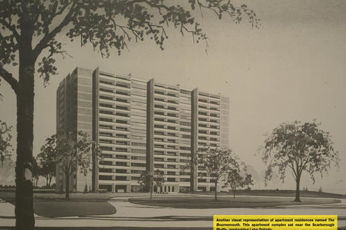 Drawing of the apartment complex in Guildwood Village, the Bournmouth.