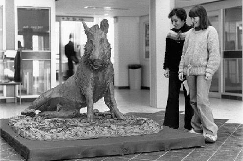 Two students with boar.