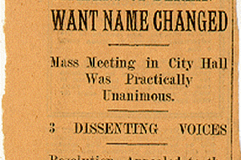 Name change news clipping: "Citizens of Berlin want name change."