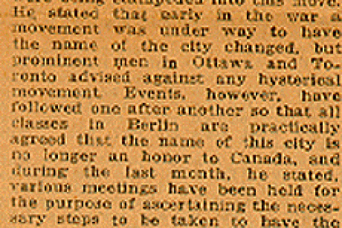 Name change news clipping: "Citizens of Berlin want name change" part 3.