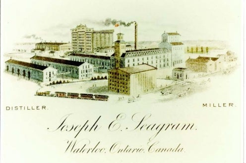 Illustration of Seagram's distillery. 