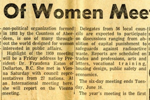 "Council Of Women Meet Today" article.