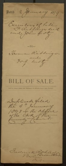 Bill of Sale (front).