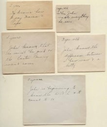 5 envelopes describing a milestone in John's life.