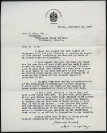 Letter from William Lyon Mackenzie King.