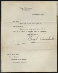 Letter from Mary Churchill.