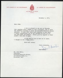 Letter from Paul Martin.