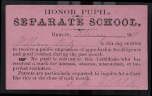 John William Motz Honour Pupil Card.