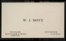 William John Motz Business Card.