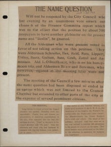 "The Name Question" Newspaper Article.