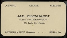 Jac Eisenhardt business card.