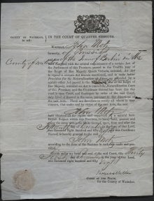 John Motz naturalisation certificate, 1858.