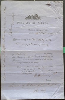 John Motz passport front, 1864.