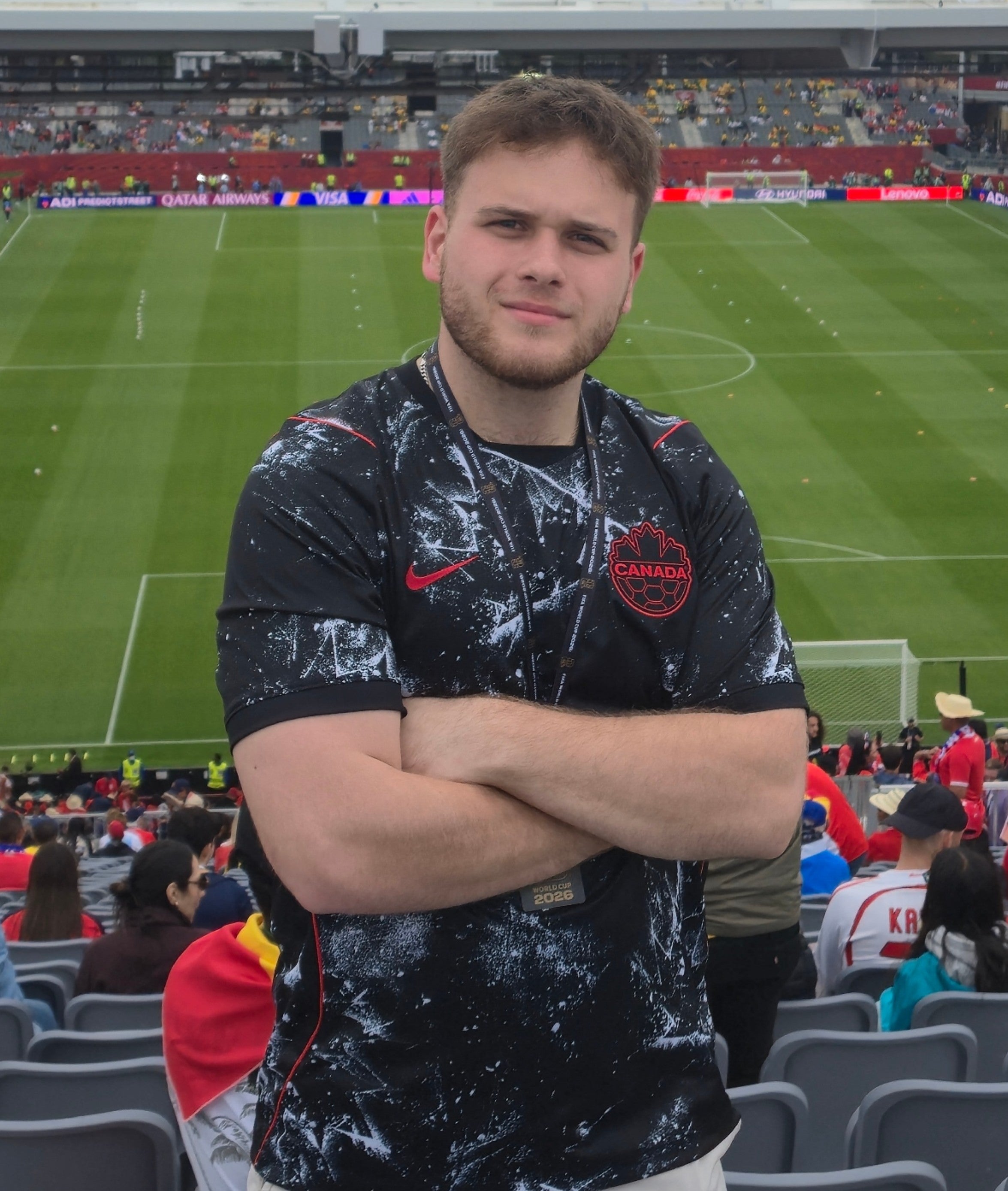 Jakub is in the stands of a FIFA World Cup match in Toronto.