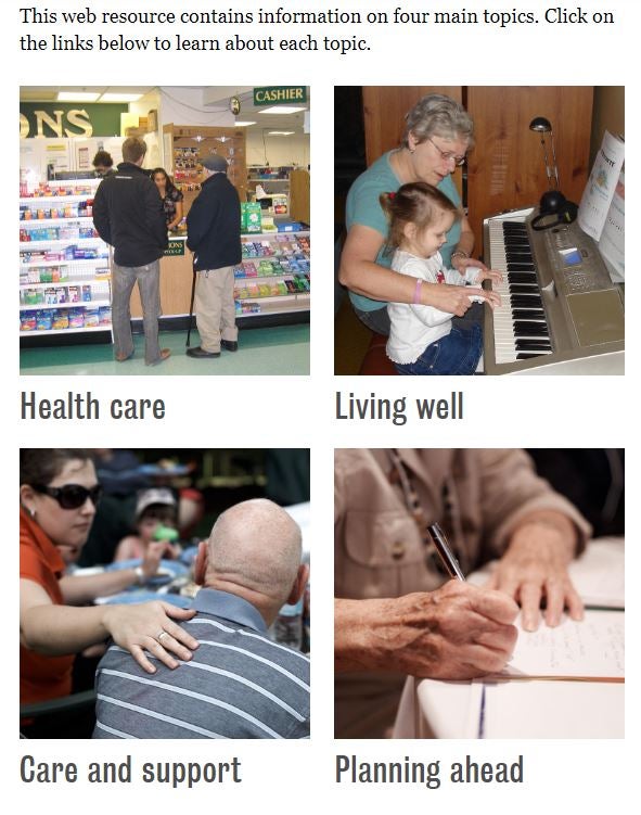 Living well with dementia home page images
