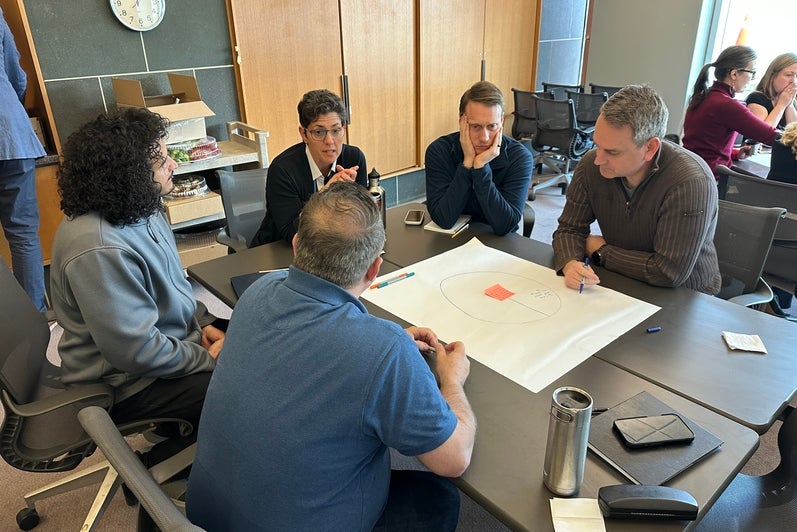 People sitting around chart paper