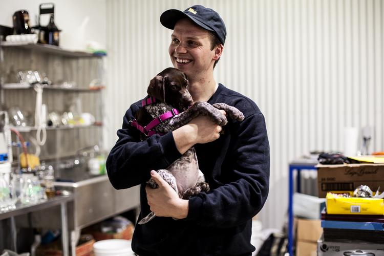 Nolan Vanderheyden with puppy