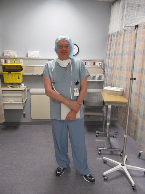 Professor Ken McKay performing field work at a local hospital