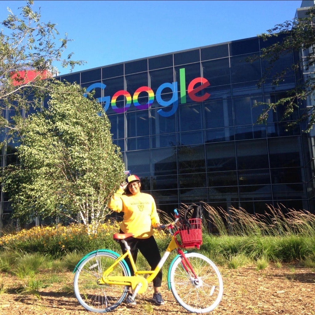 Ripple standing outside of Google for her first day