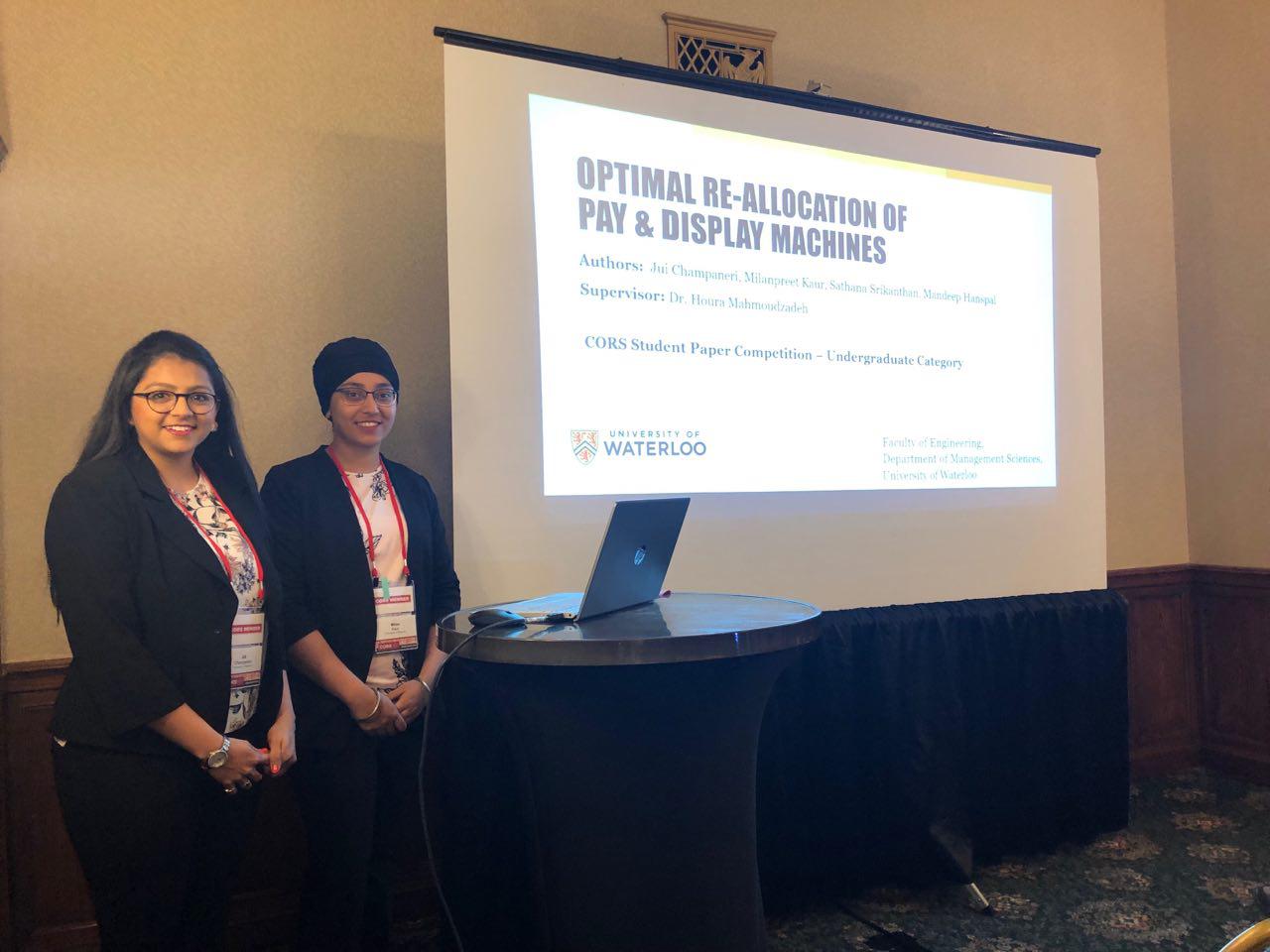 Management Engineering students to Milan Kaur and Jui Champaneri present at CORS conference