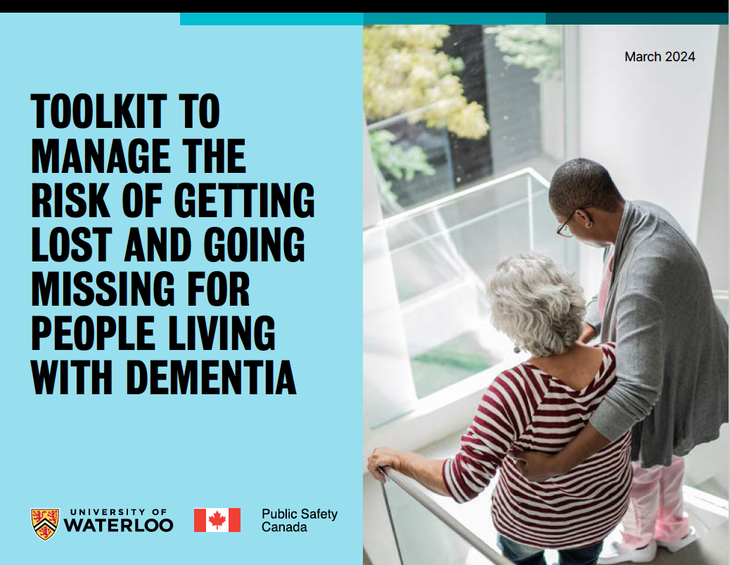 Image of the first page of the Toolkit which reads TOOLKIT TO MANAGE THE RISK OF GETTING LOST AND GOING MISSING FOR PEOPLE LIVING WITH DEMENTIA