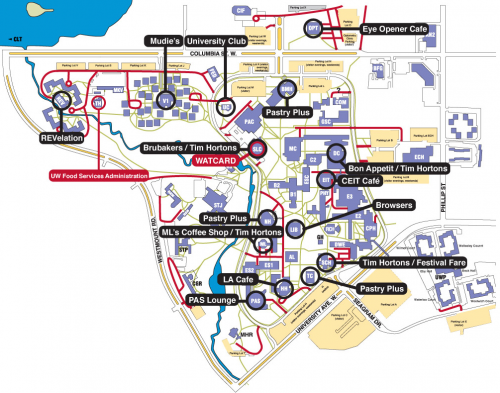 Map of food service outlets on campus