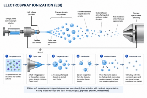 Diagram of how electrospray Ionization works