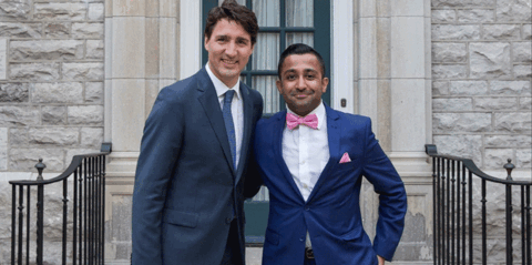Zuhair and Trudeau in front of the House of Commons