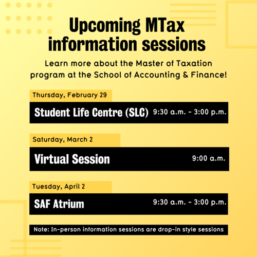 Upcoming MTax Info Session Dates