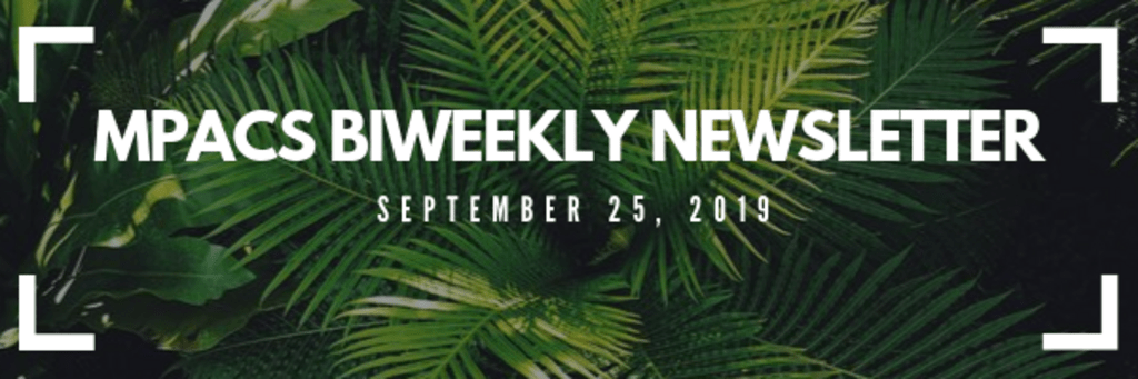 MPACS newsletter banner for September 25. Picture of tropical green leaves.