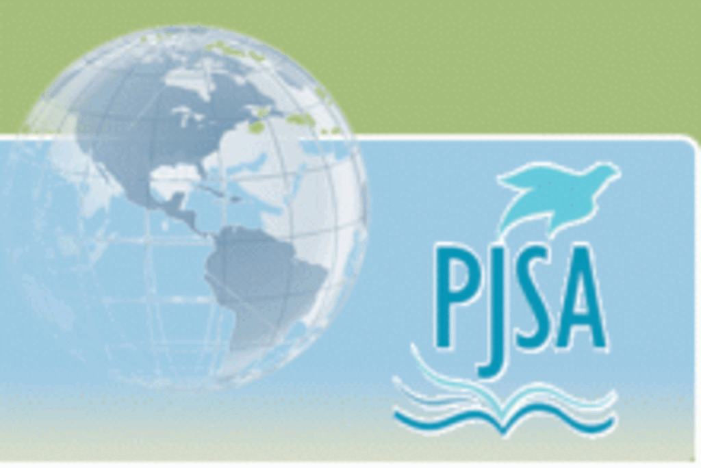 PJSA logo with globe and dove.