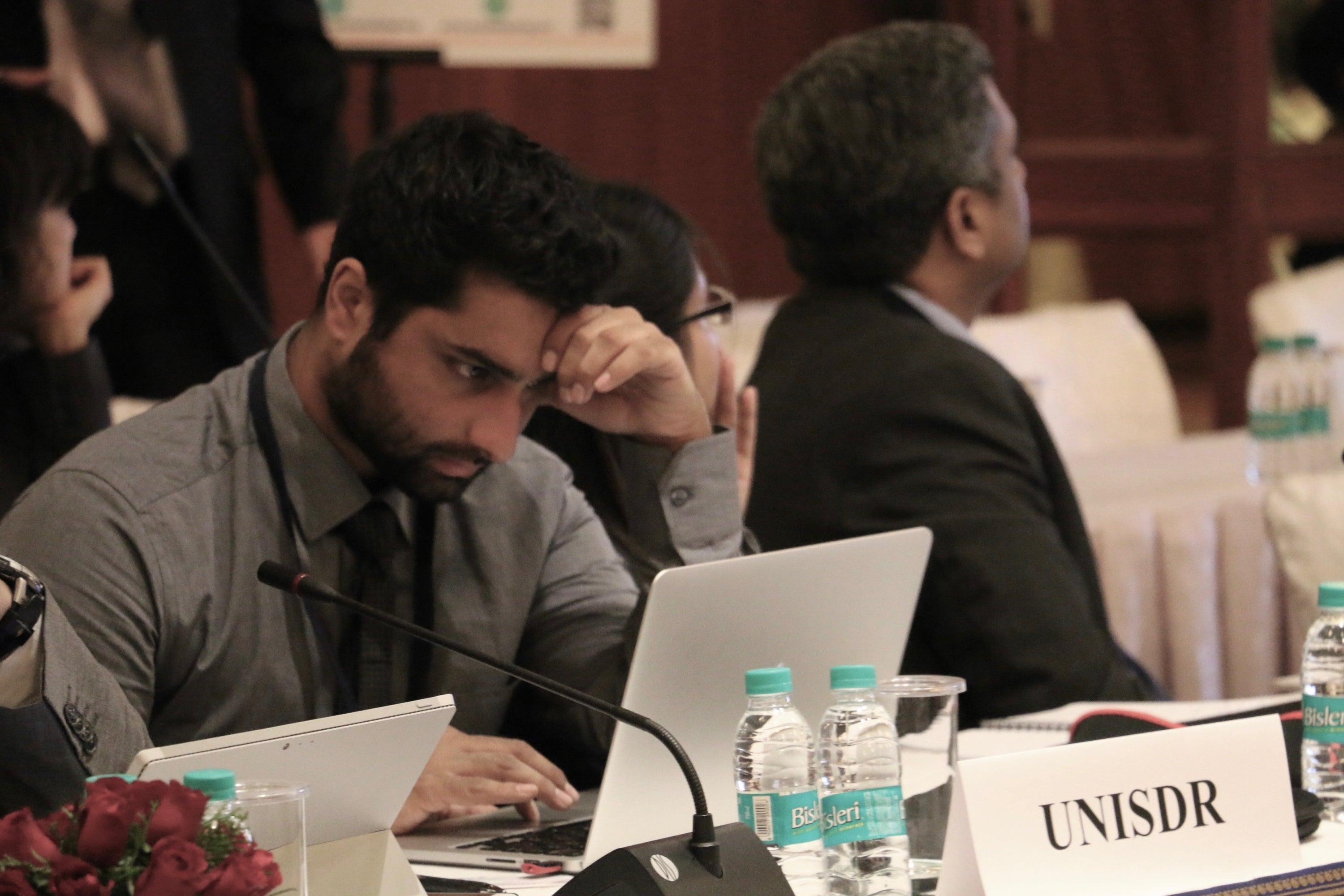Vik at a conference in New Delhi