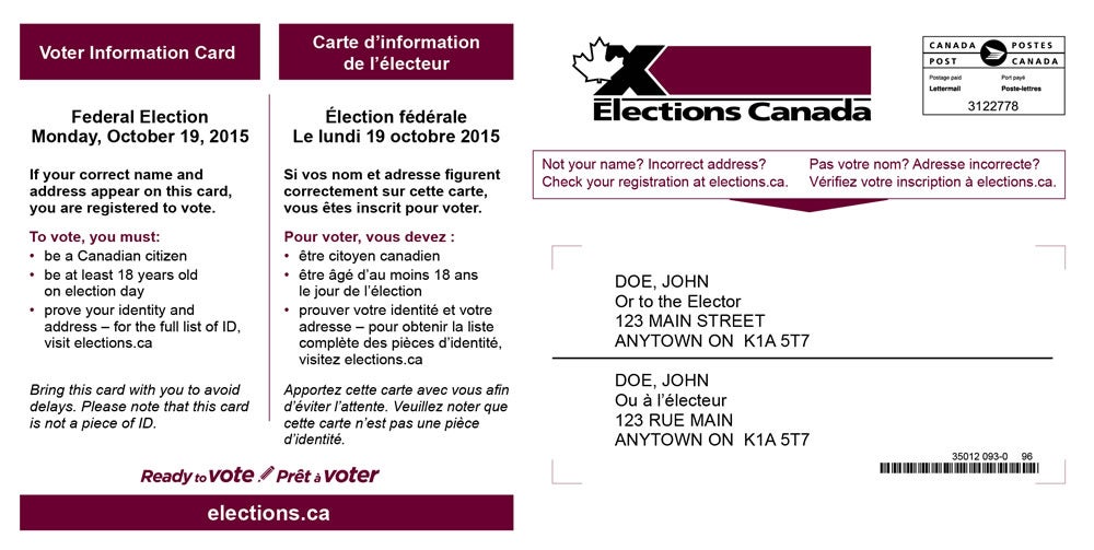 Example Voter Information Card