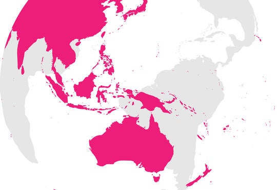 earth globe with pink countries