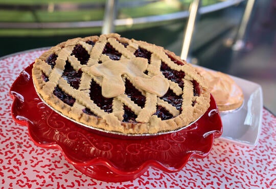 cherry pie on the table